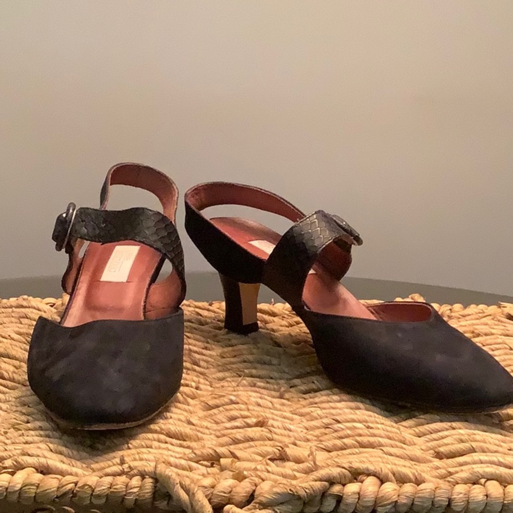 Vintage Italian blue suede shoes